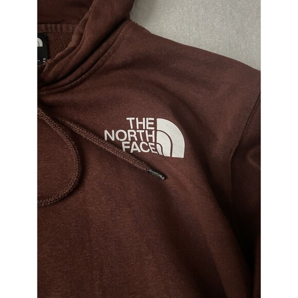 The North Face Hoodie Mens Large Maroon Pullover Logo Fleece Sweatshirt Mens Med - Picture 2 of 4
